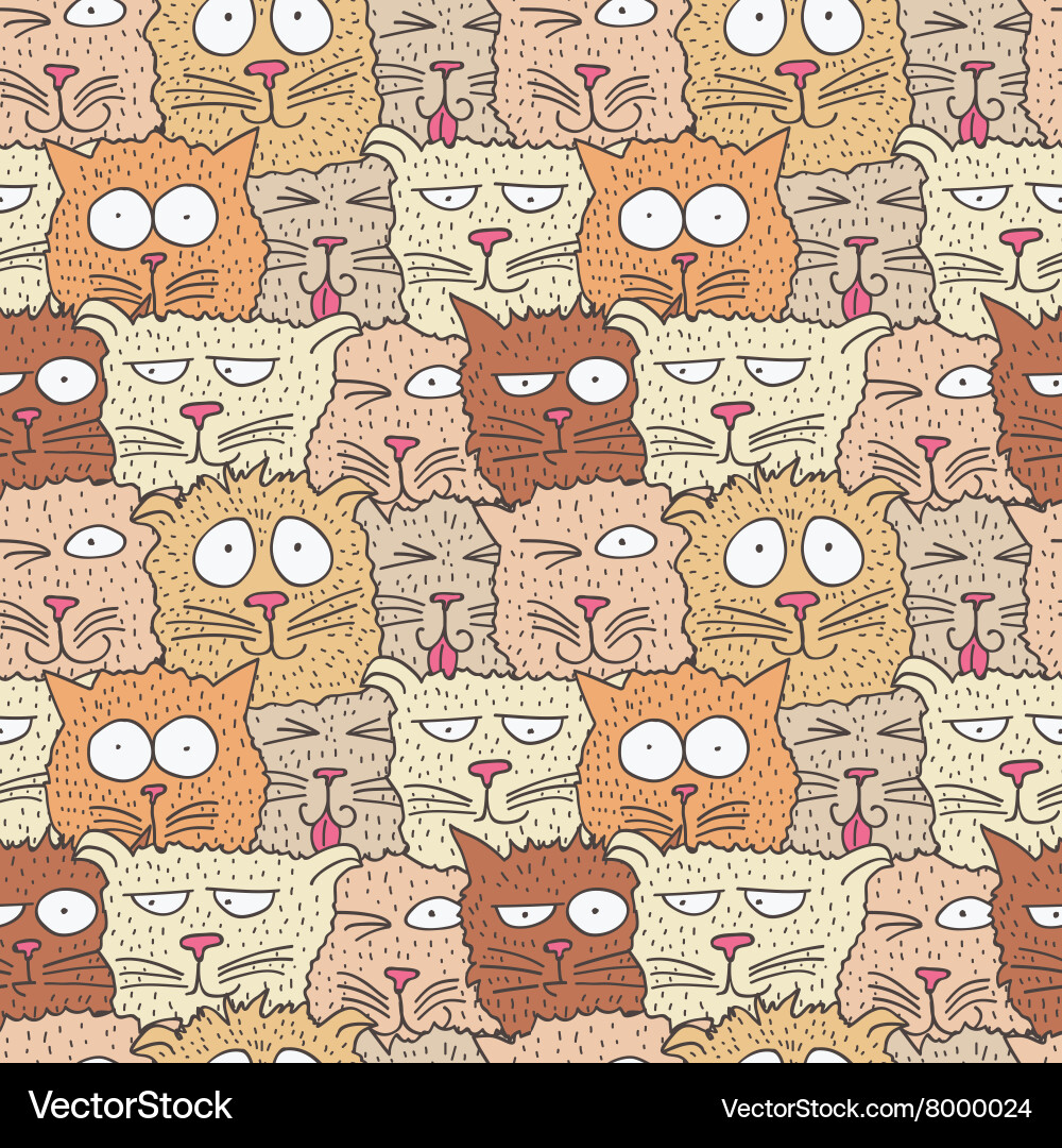 Seamless cat pattern vector image