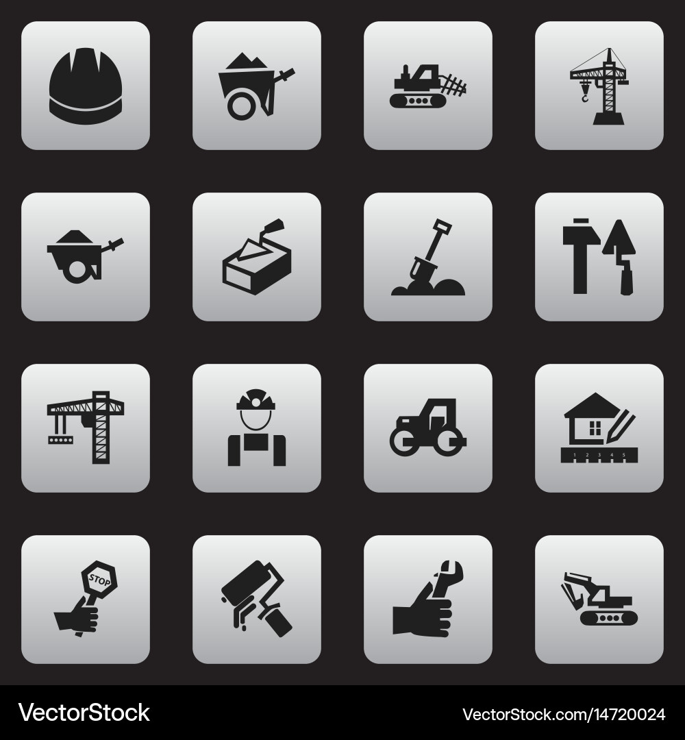 Set of 16 editable structure icons includes vector image