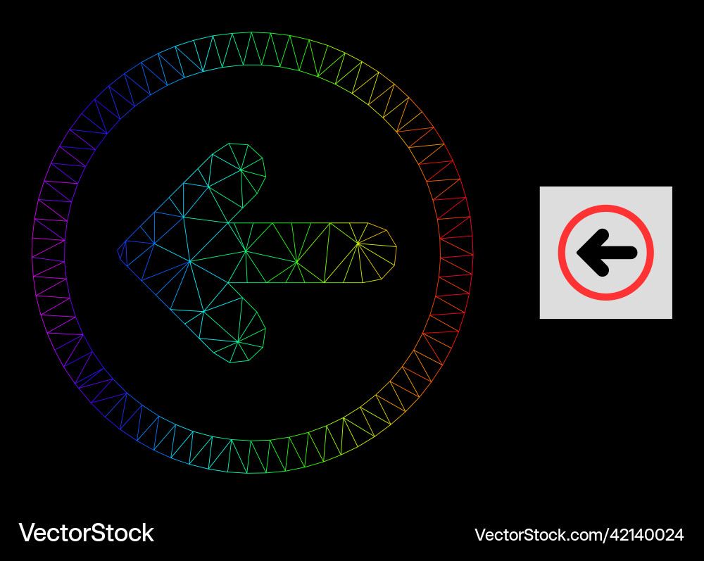 Spectral gradient polygonal mesh left pointer icon vector image