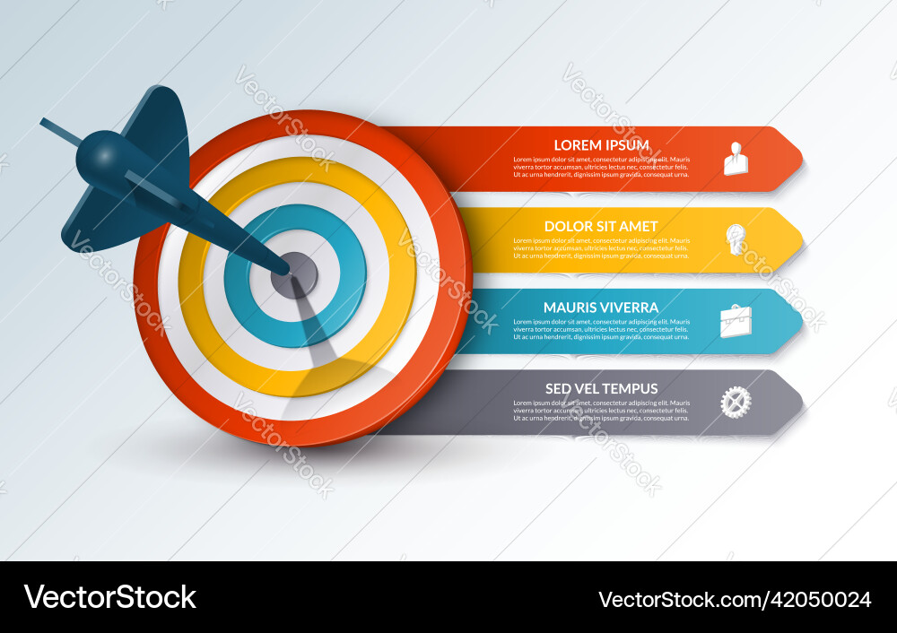 Target infographic template with 4 steps options vector image