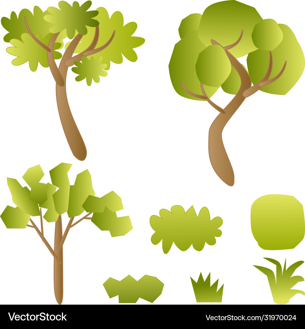 Tree set for landscape design elements vector image