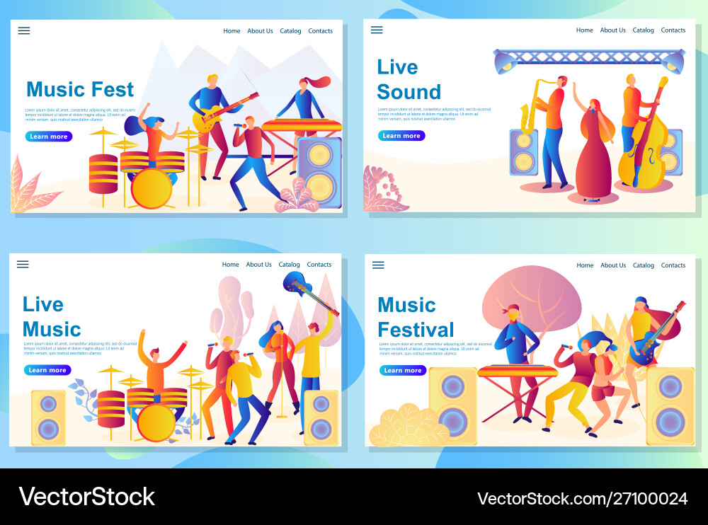 Web landing page design template for music Web landing page design template for music vector image