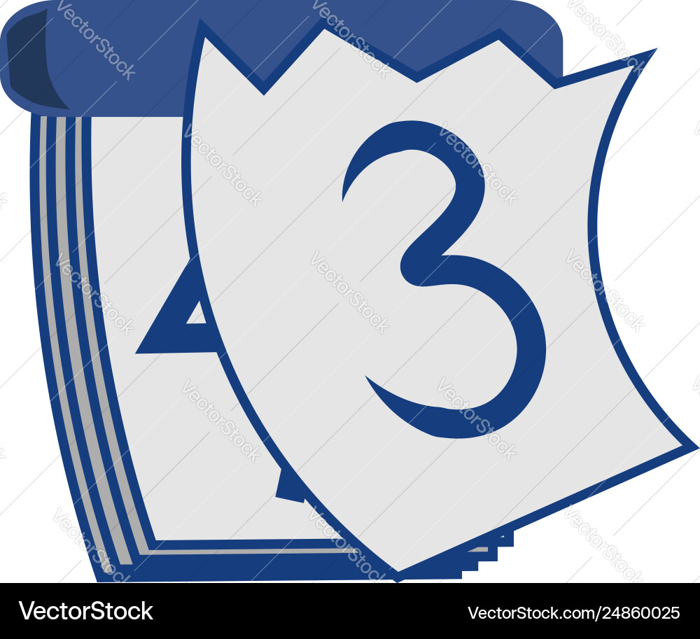 A daily calendar in which date 3 is about to fall Vector Image