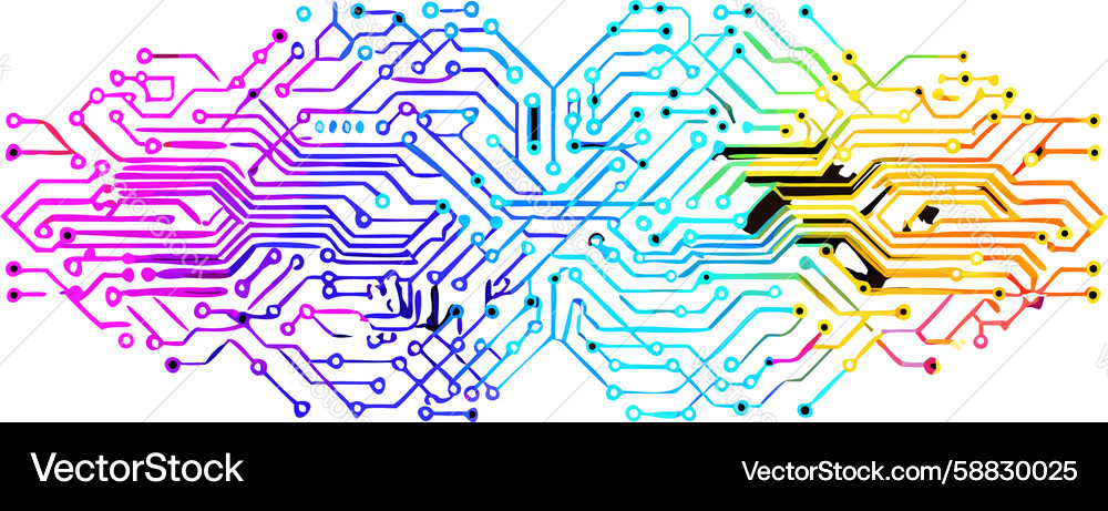 Abstract colorful circuit pattern vibrant tech Vector Image