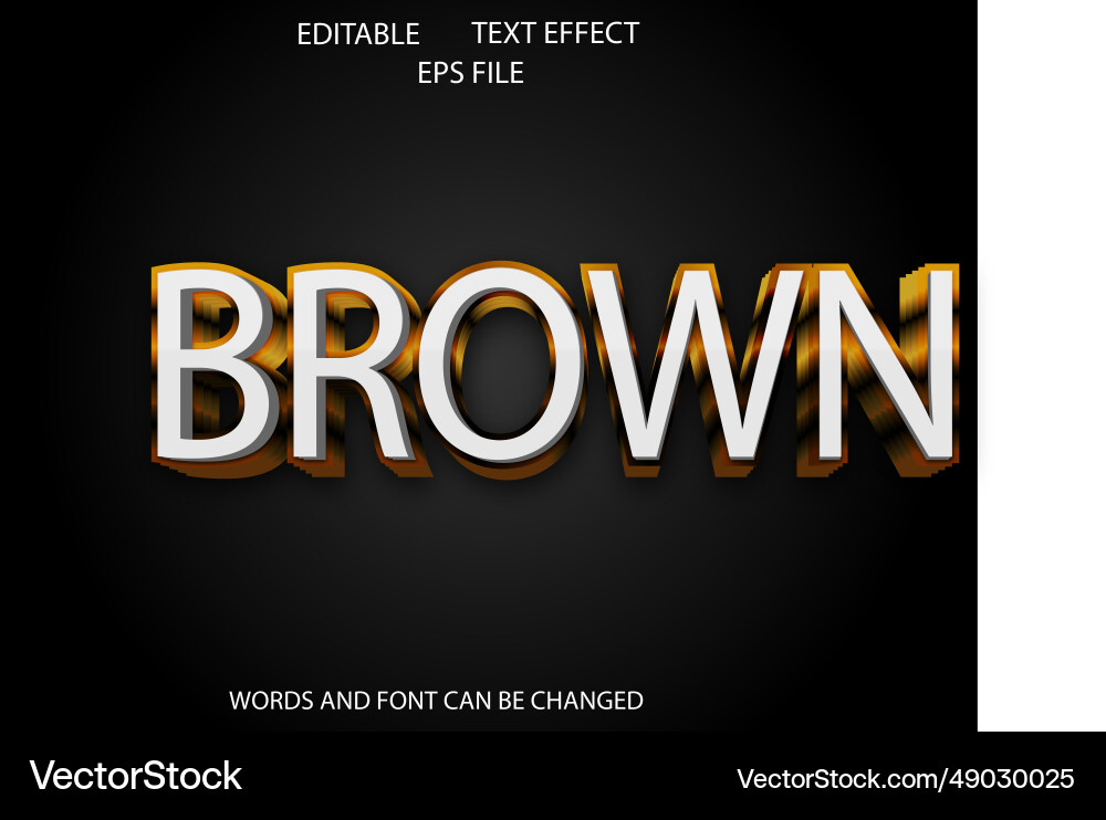 Brown text effect font editable typography 3d vector image