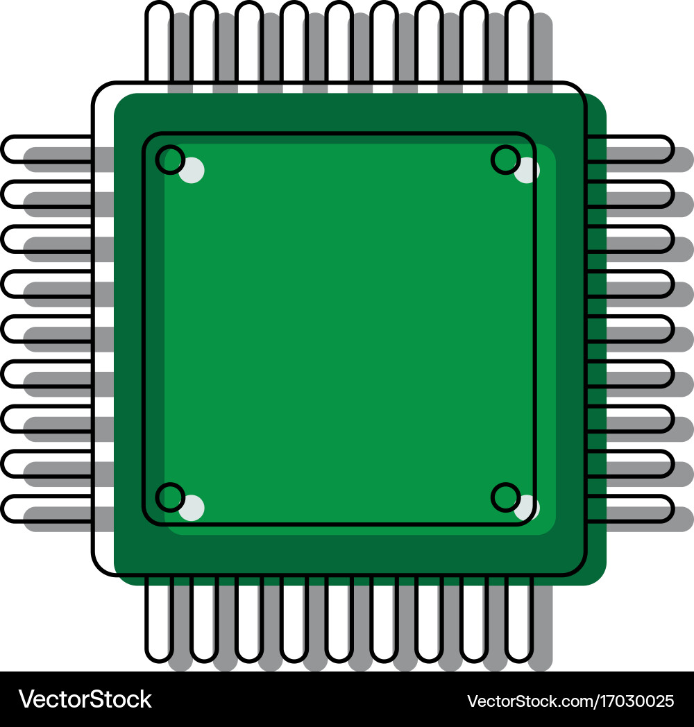 Computer microchip circuit hardware element icon vector image