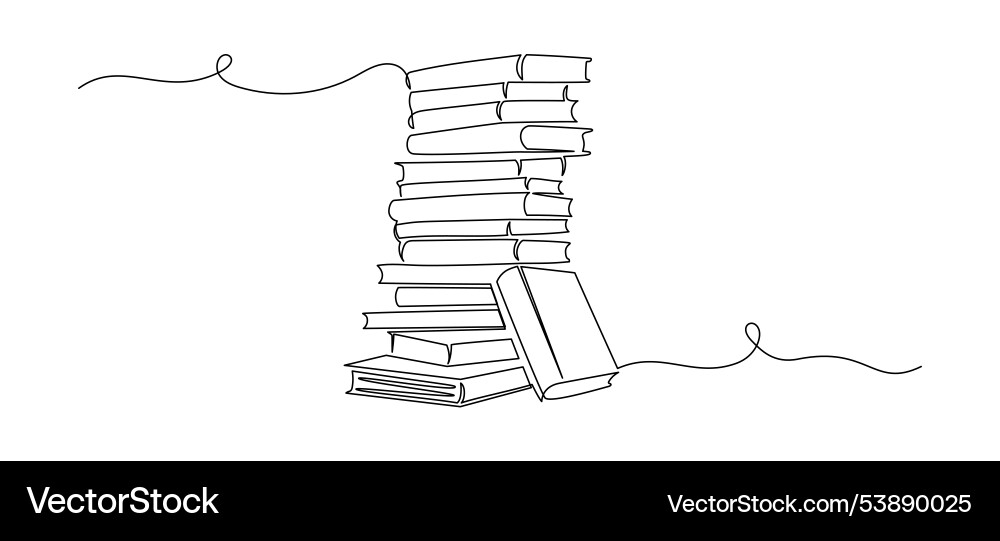 Continuous Line Stack of Books vector image