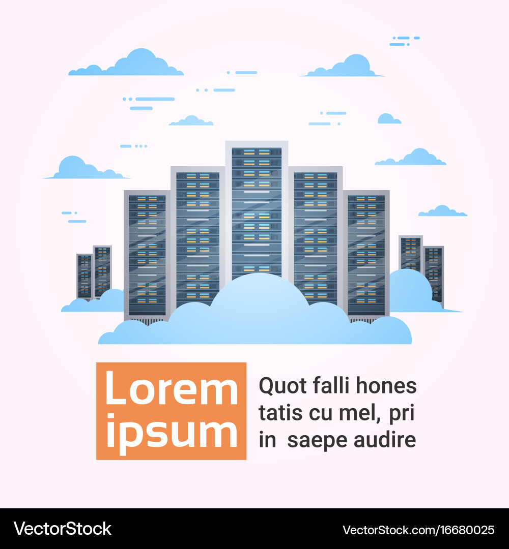 Data center cloud connection hosting server vector image