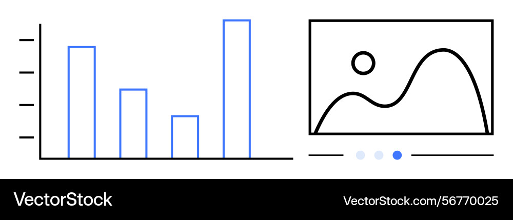 Data visualization with bar chart and abstract Data visualization with bar chart and abstract vector image