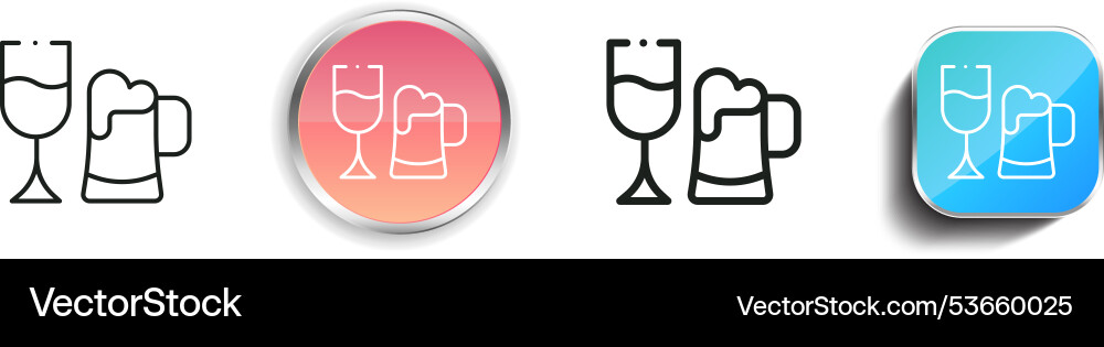 Drinks icon thin linear regular and button style vector image