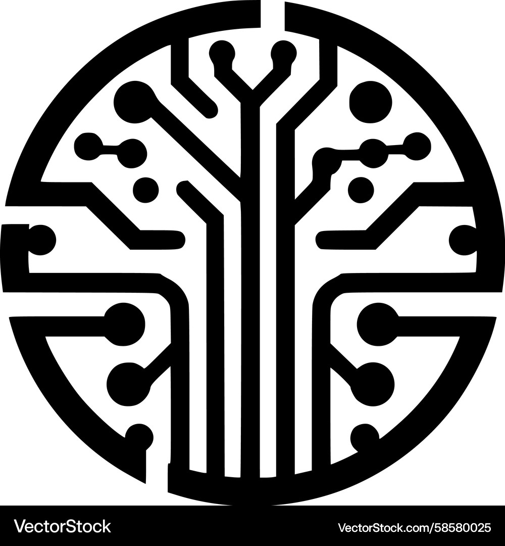 Dynamic Circuit Tree Emblem Vector Image