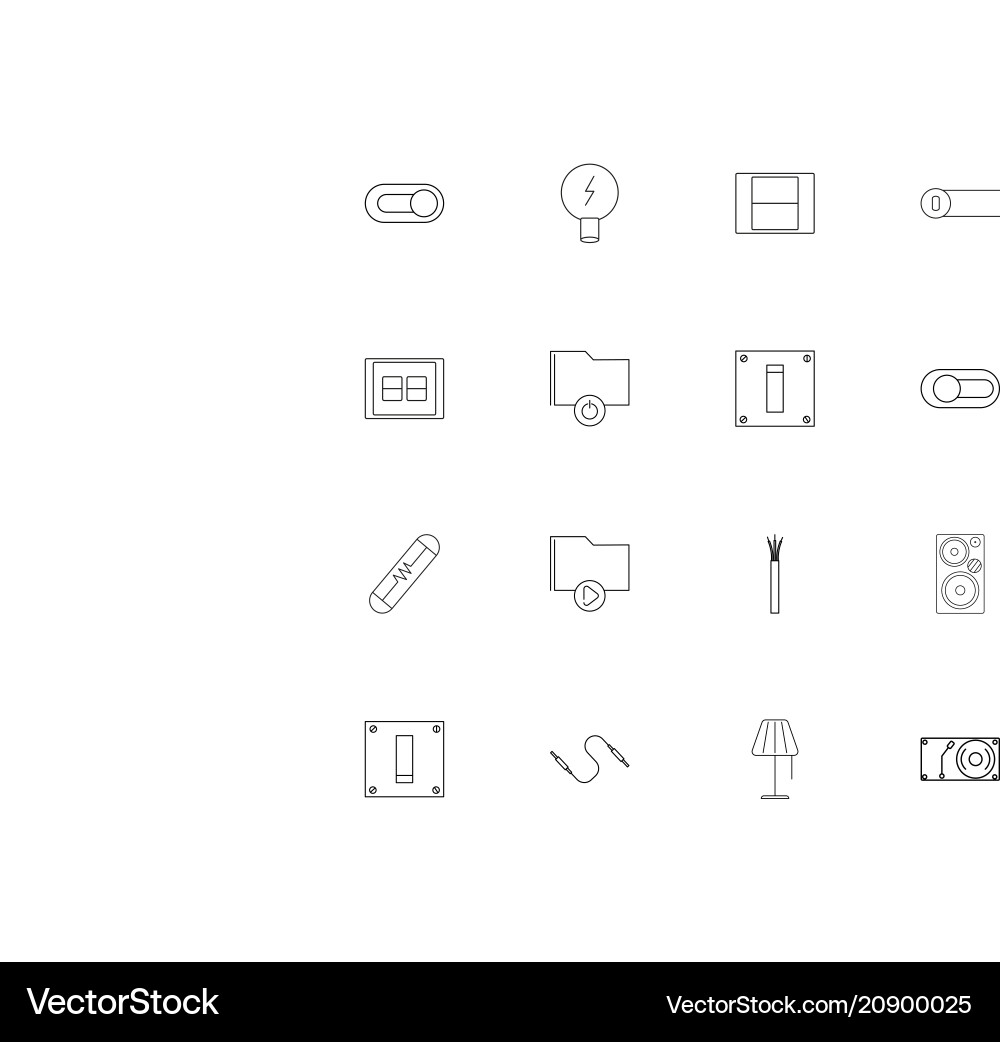 Electrical linear thin icons set outlined simple Vector Image