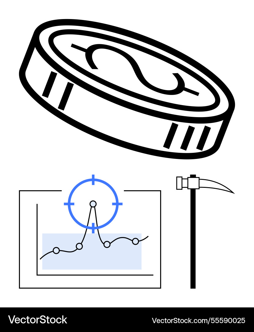 Financial data analysis with graph coin Financial data analysis with graph coin Vector Image