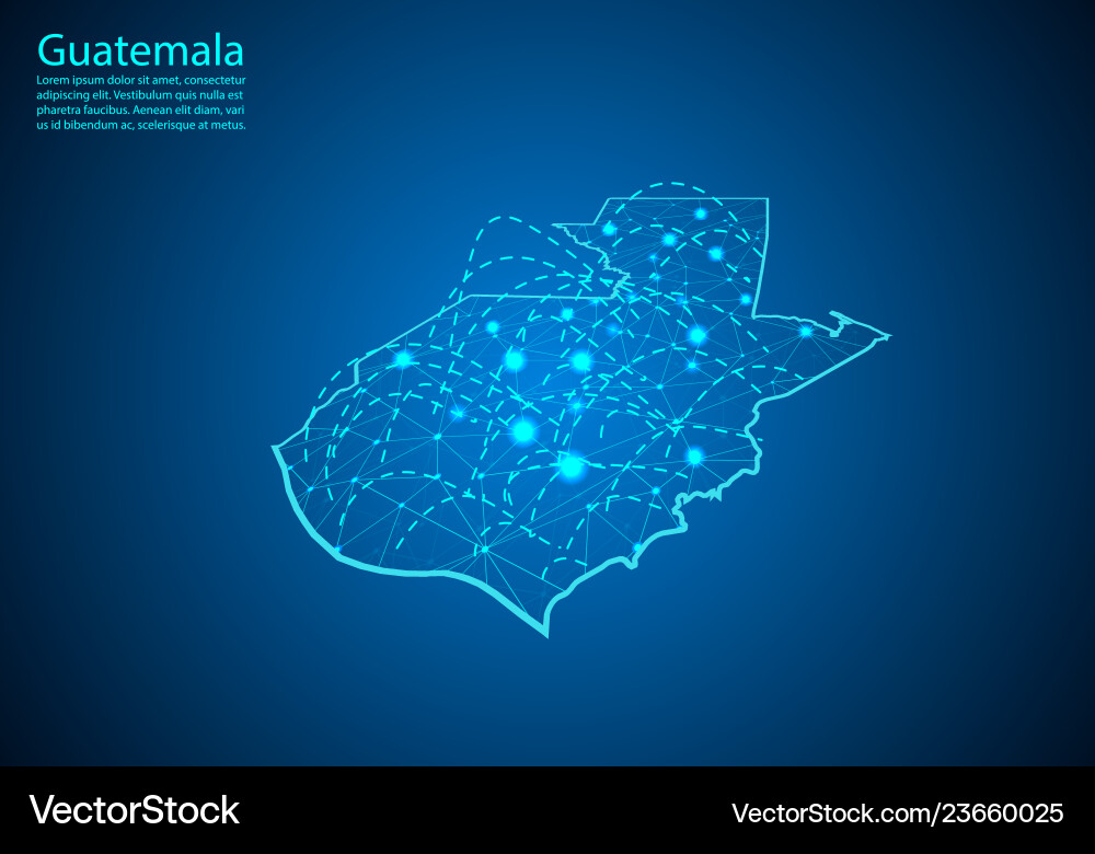 Guatemala map with nodes linked by lines concept Vector Image