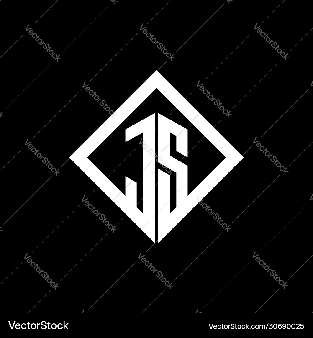 Js logo monogram with square rotate style design vector image