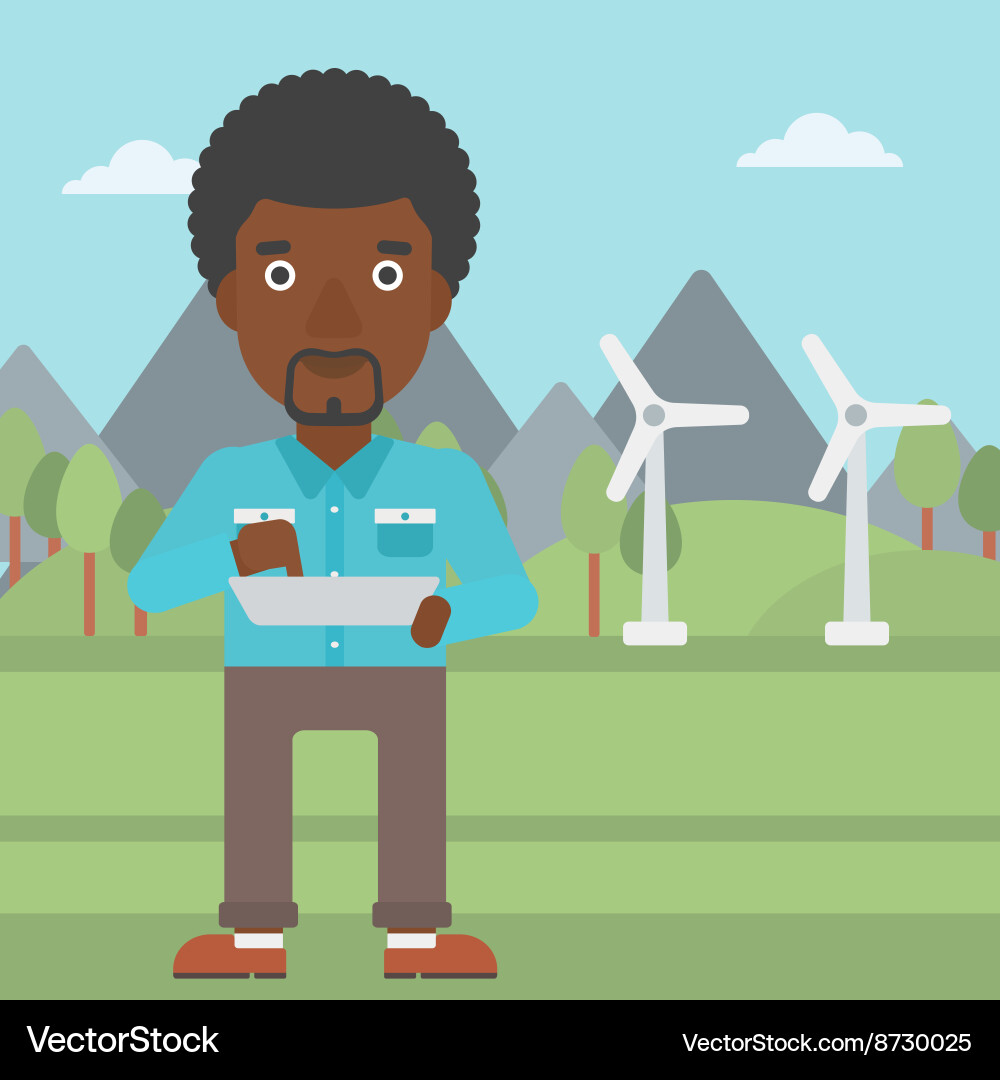Man using tablet computer Vector Image