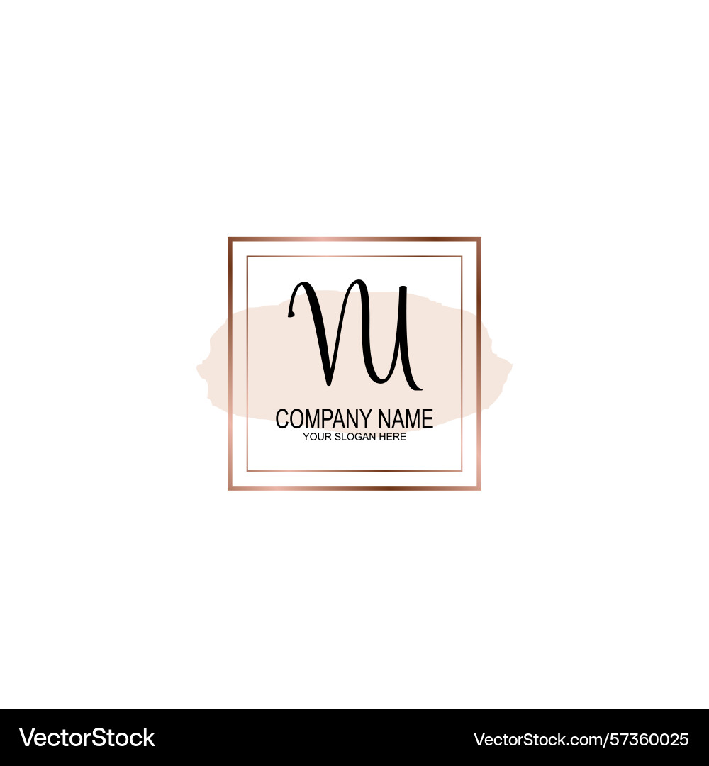 Minimalist handwritten vu initial logos with soft Vector Image