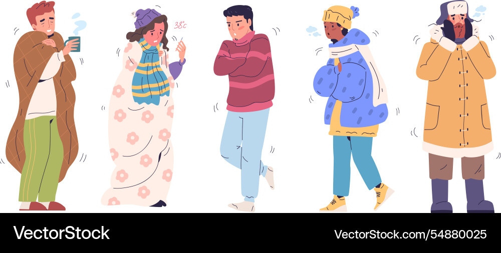 People shiver man woman shivering with cold People shiver man woman shivering with cold vector image