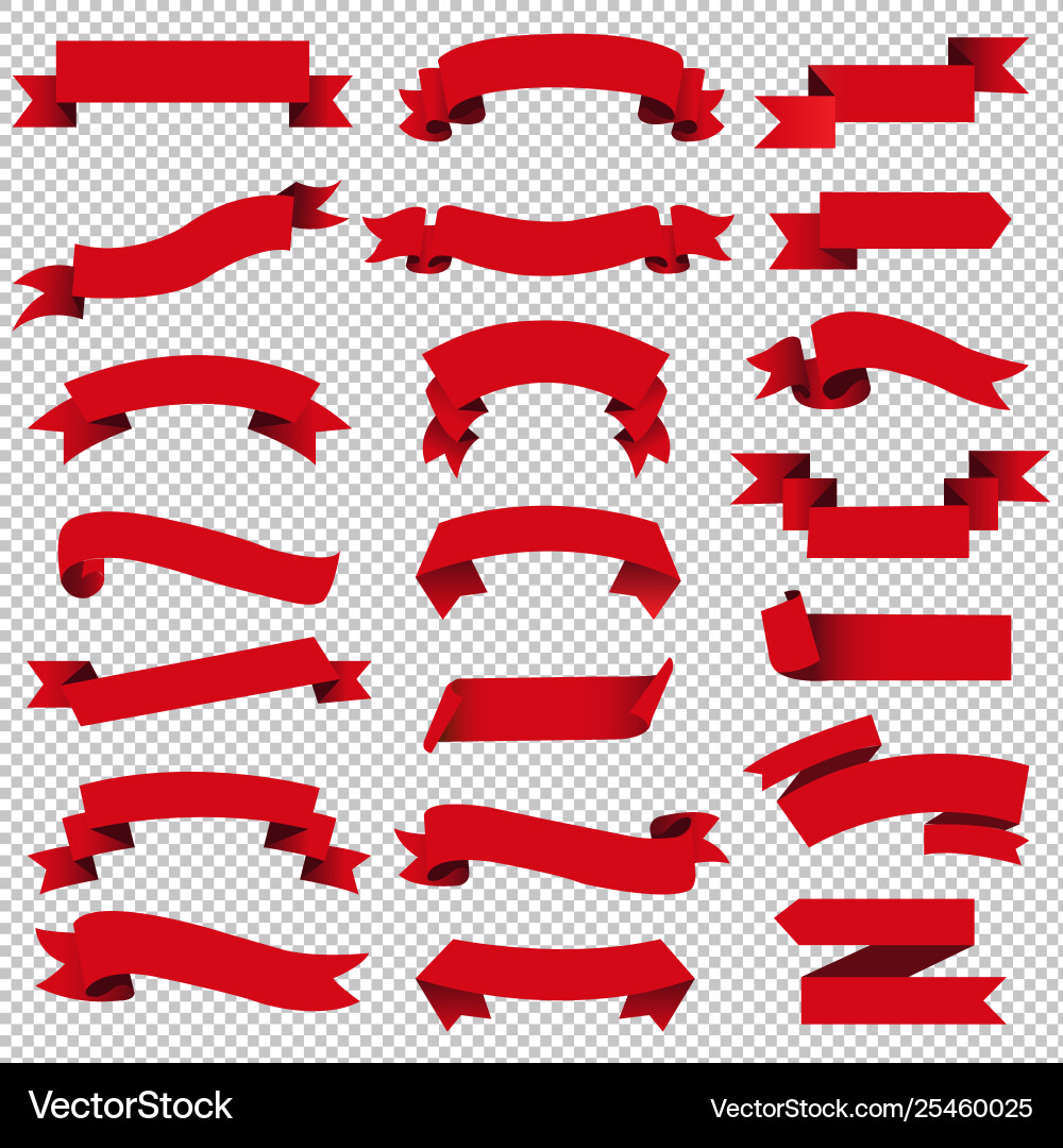 Red Ribbon Set - Retro Style vector image