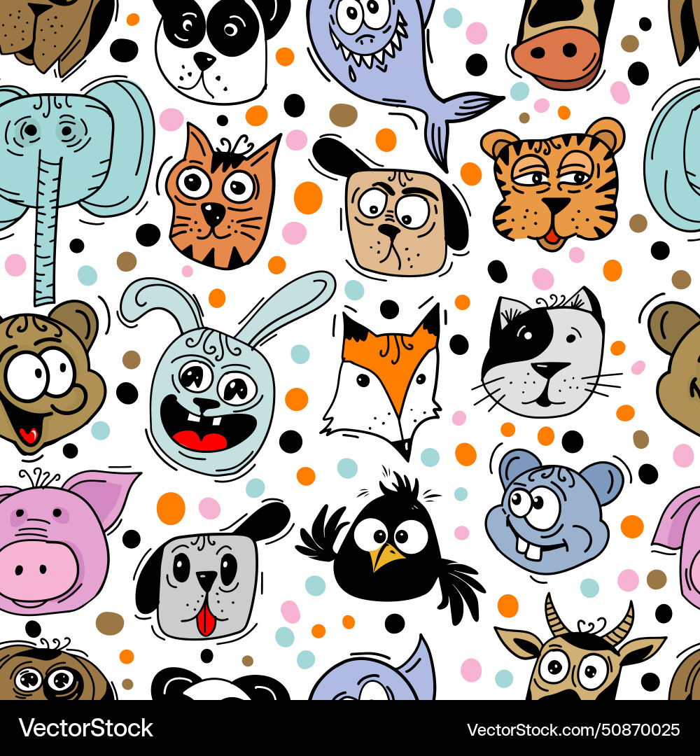 Seamless pattern of colored funny animals not ai Seamless pattern of colored funny animals not ai Vector Image