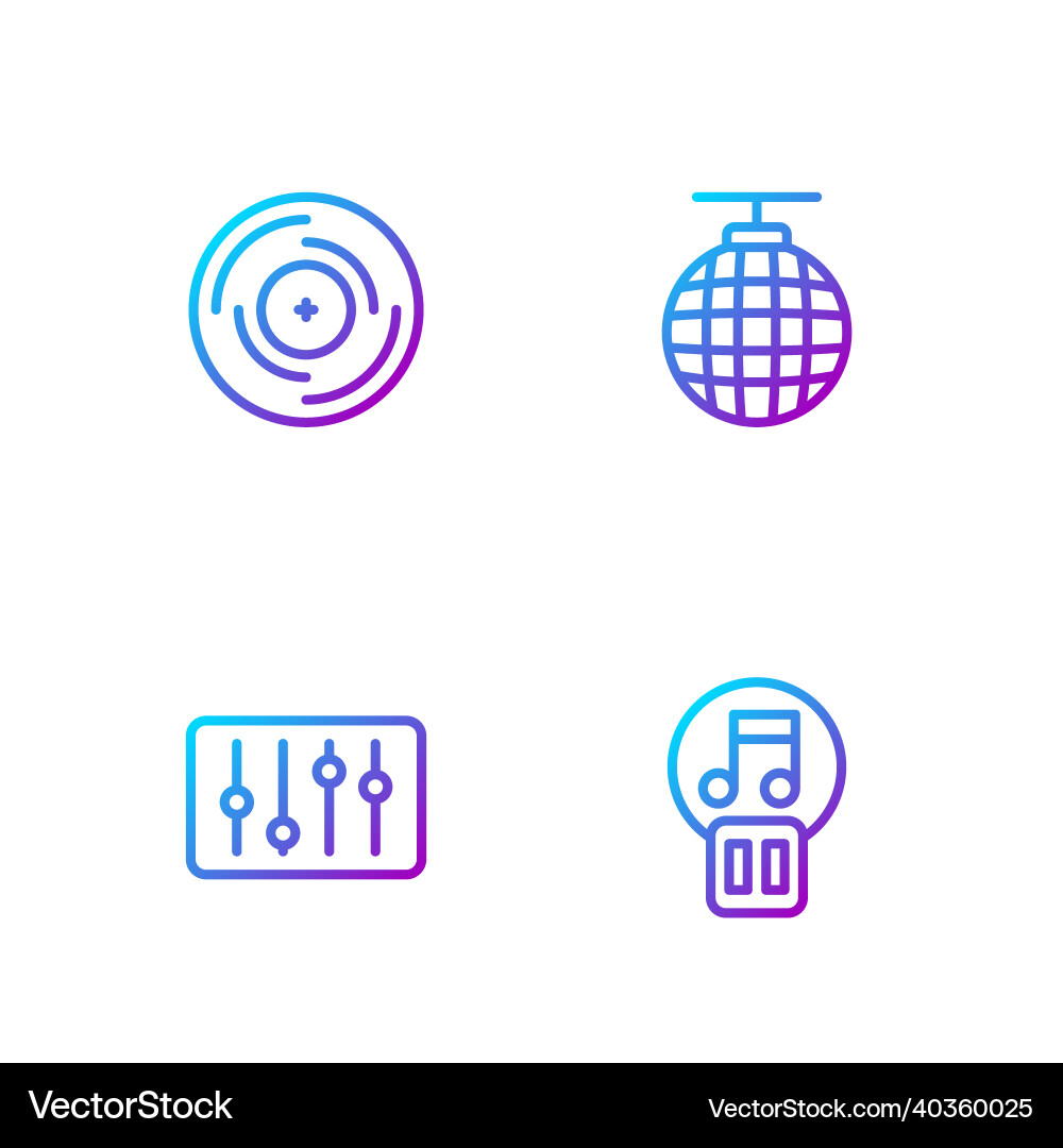 Set line pause button sound mixer controller Set line pause button sound mixer controller vector image