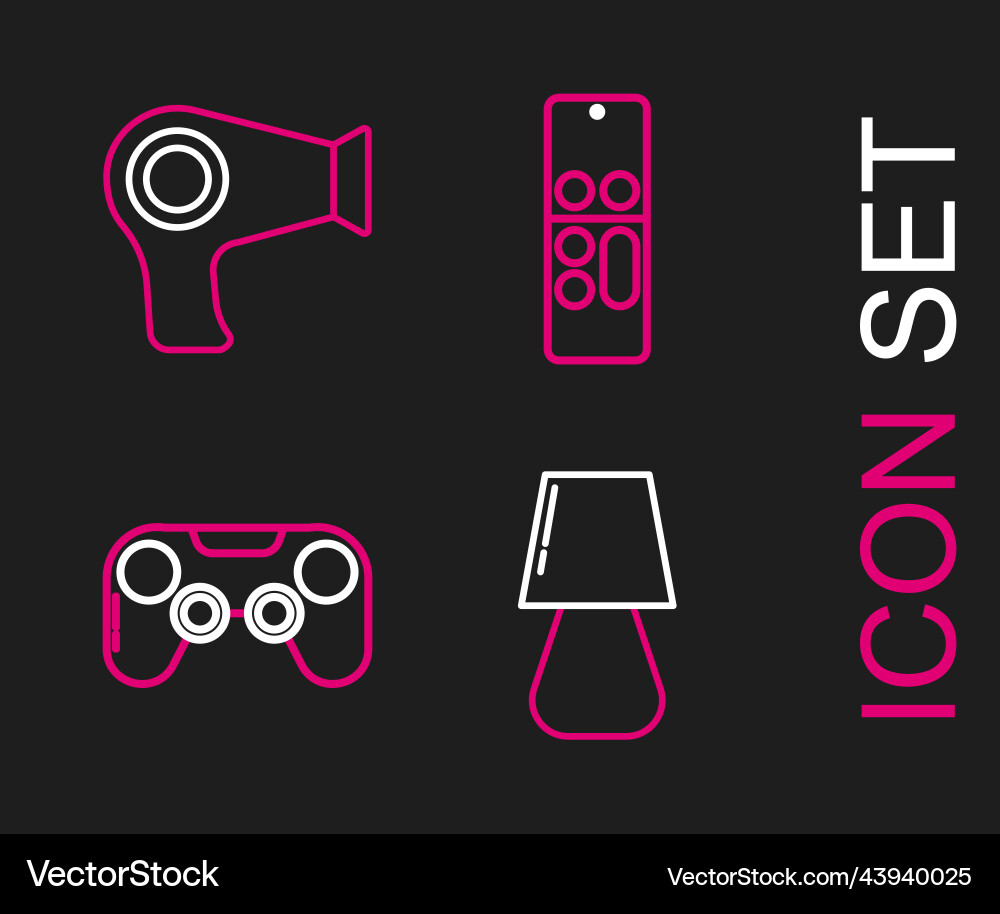 Set line table lamp gamepad remote control Set line table lamp gamepad remote control vector image