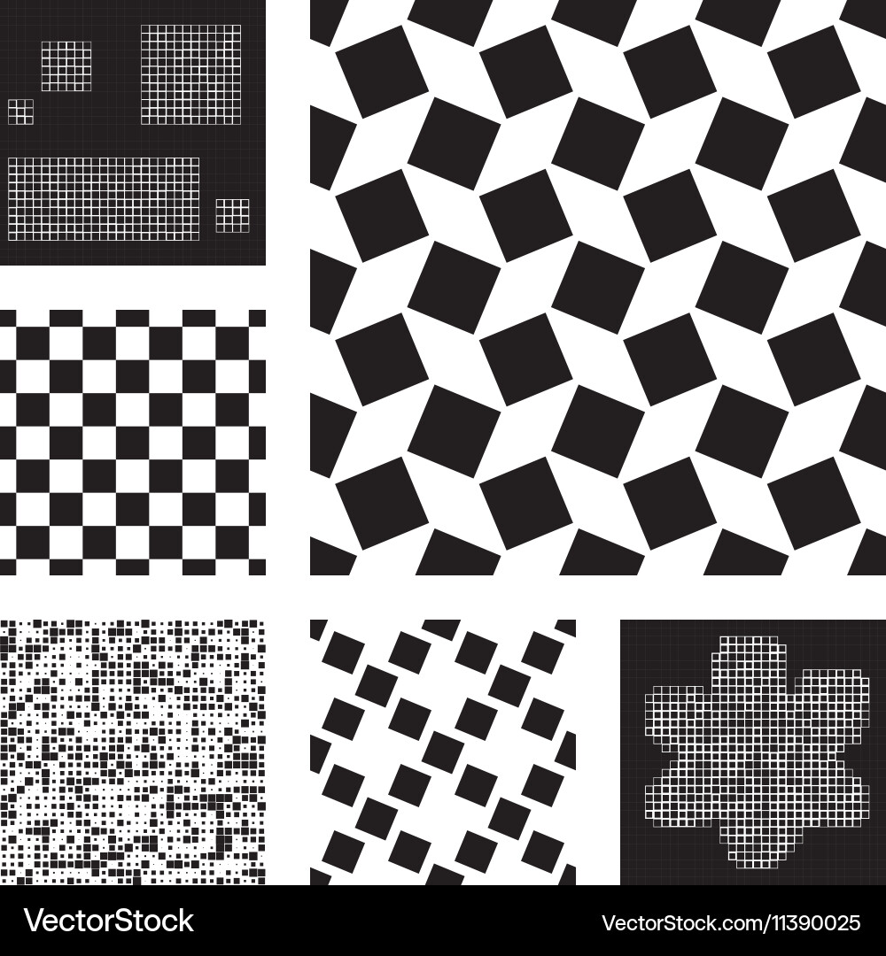 Set of abstract seamless patterns with squares Vector Image
