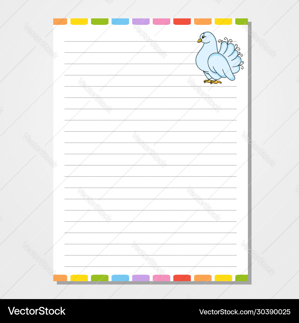 Sheet template for notebook notepad diary lined vector image