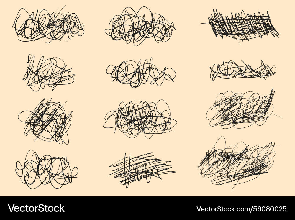 Tangled chaotic crazy lines set random Tangled chaotic crazy lines set random vector image