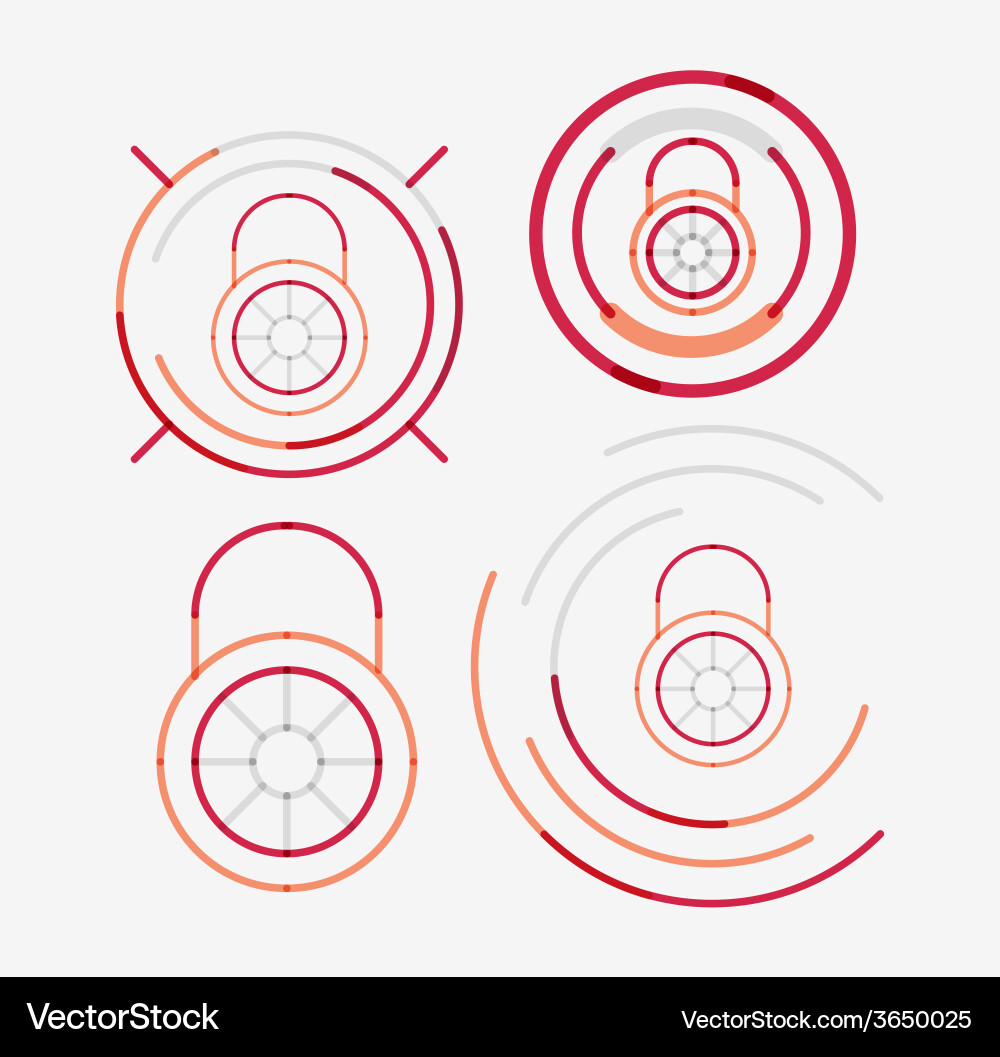 Thin line neat design logo set lock concepts vector image
