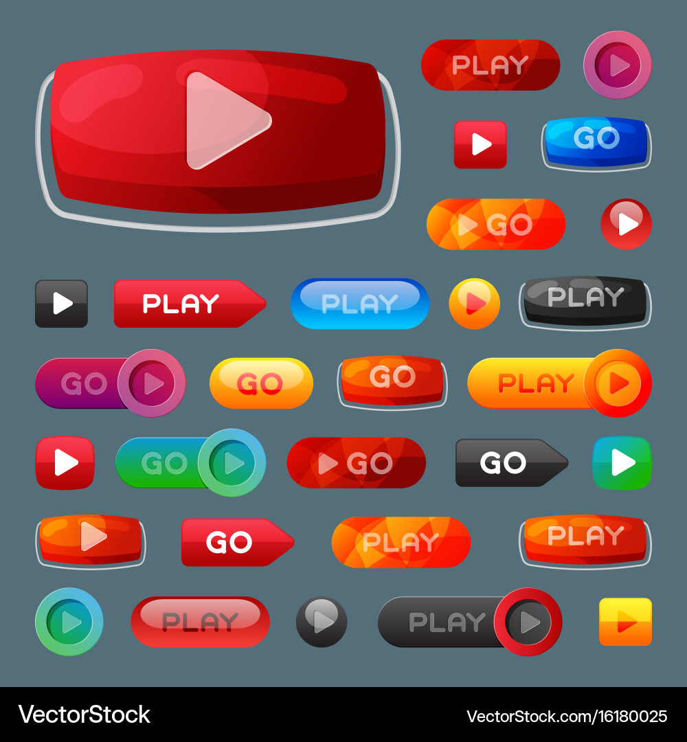 Ui interface button play media internet website vector image