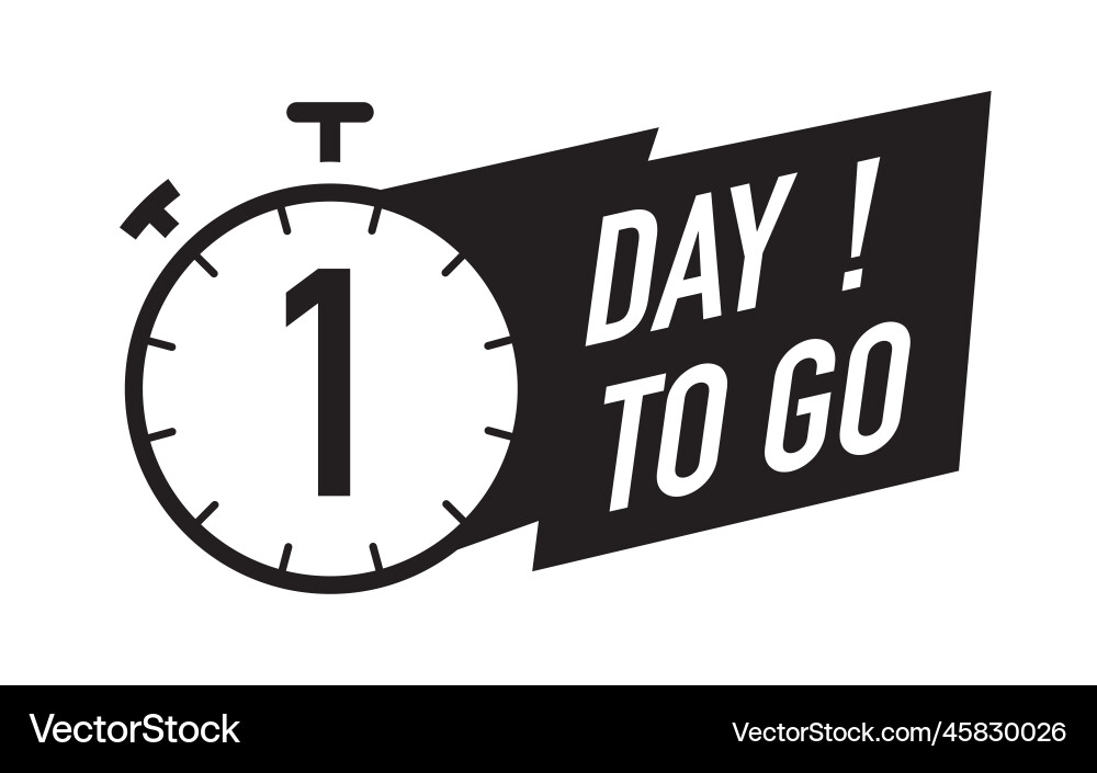 1 day to go timer symbol black color style Vector Image