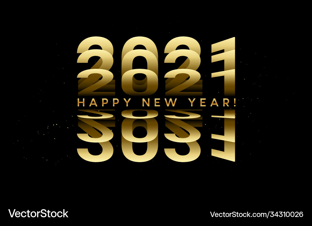 2021 golden numbers lettering from turning pages vector image