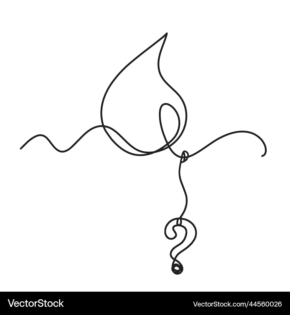 Abstract drop with question mark as line drawing vector image