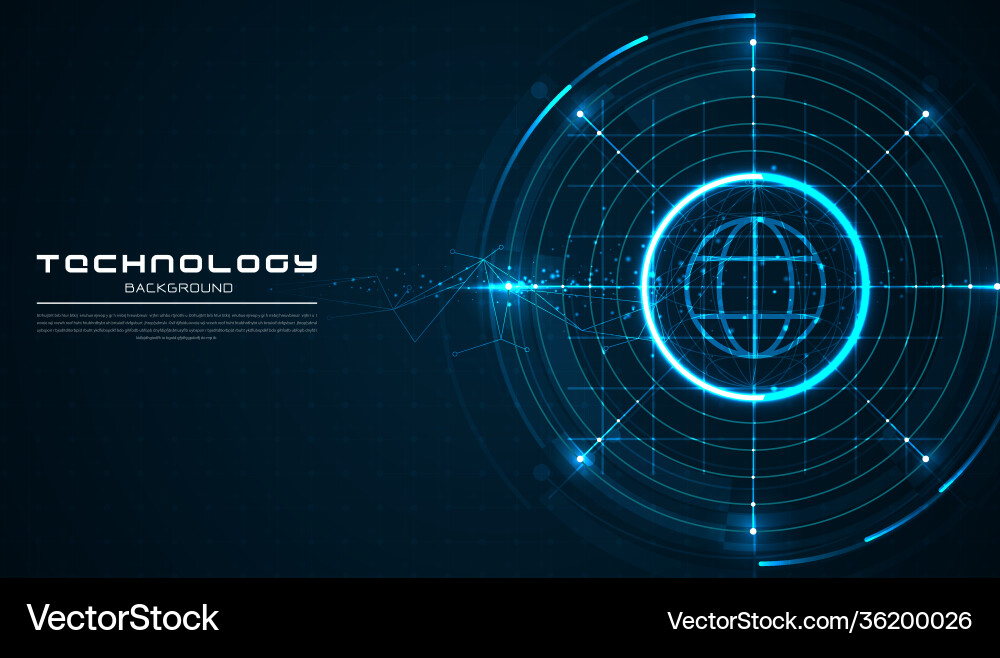 Abstract technology with global world network vector image