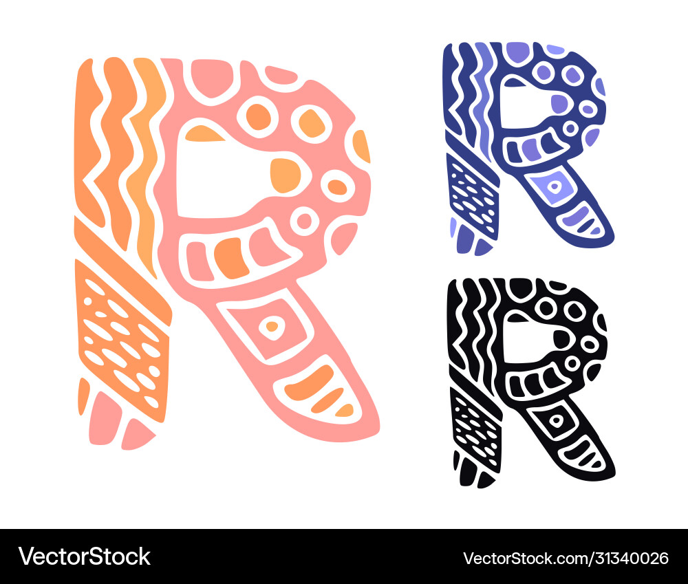 Alphabet letter r kids education poster vector image