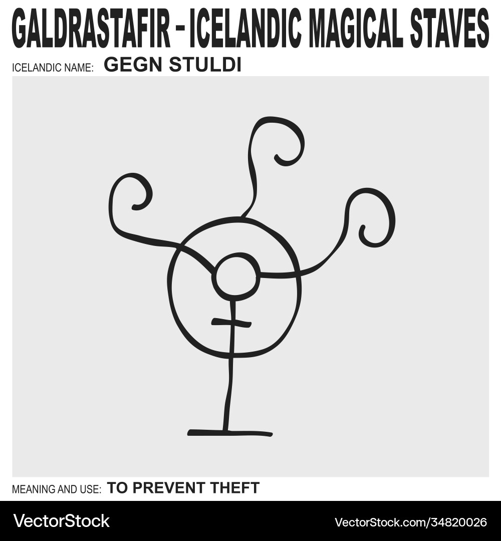 Ancient icelandic magical staves gegn stuldi vector image