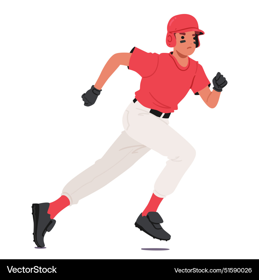 Baseball player character in a red uniform running Baseball player character in a red uniform running vector image