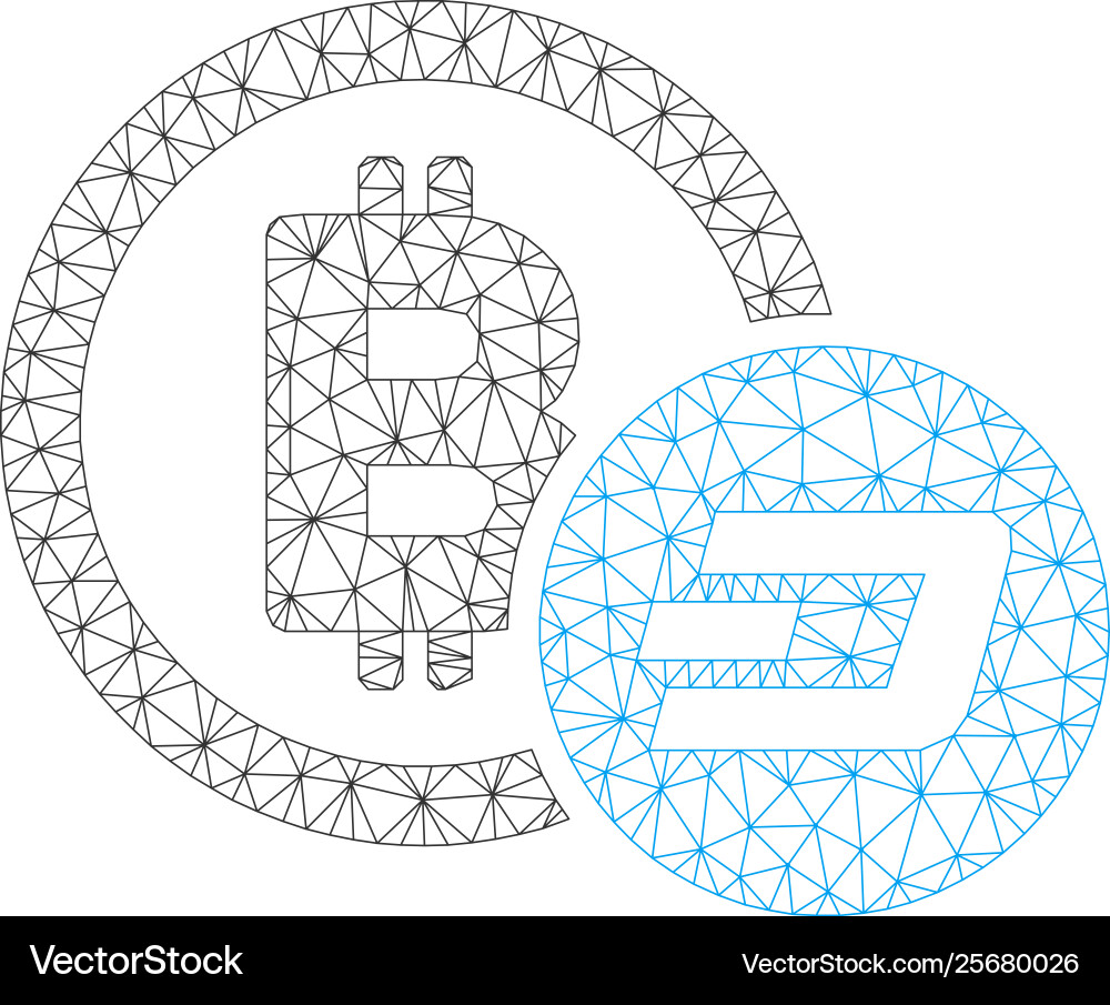 Bitcoin and dash mesh 2d model Bitcoin and dash mesh 2d model vector image