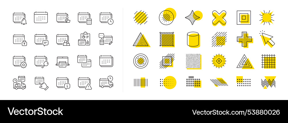 Calendar line icons schedule appointment event Vector Image