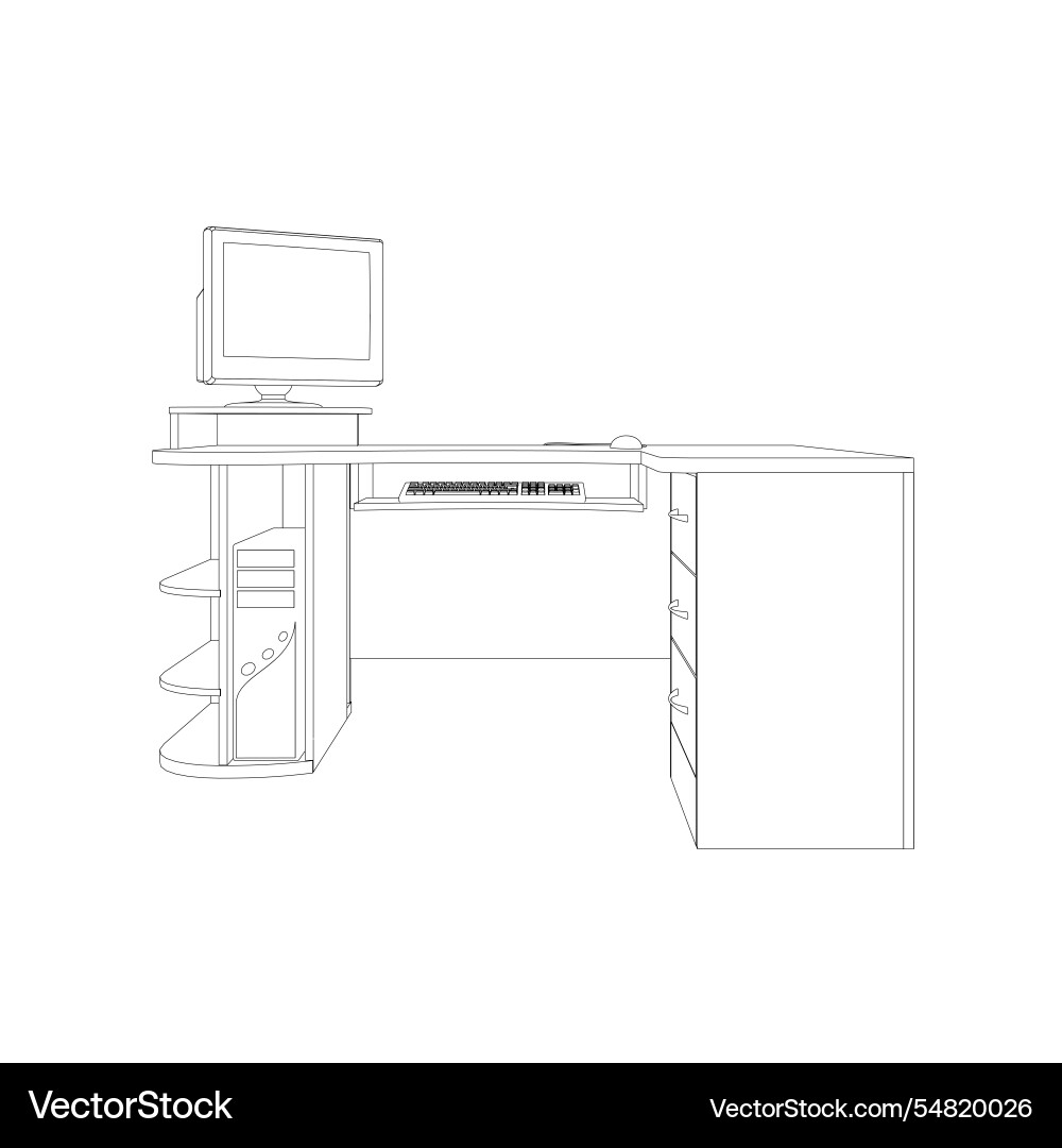 Computer-table-retro-2 vector image