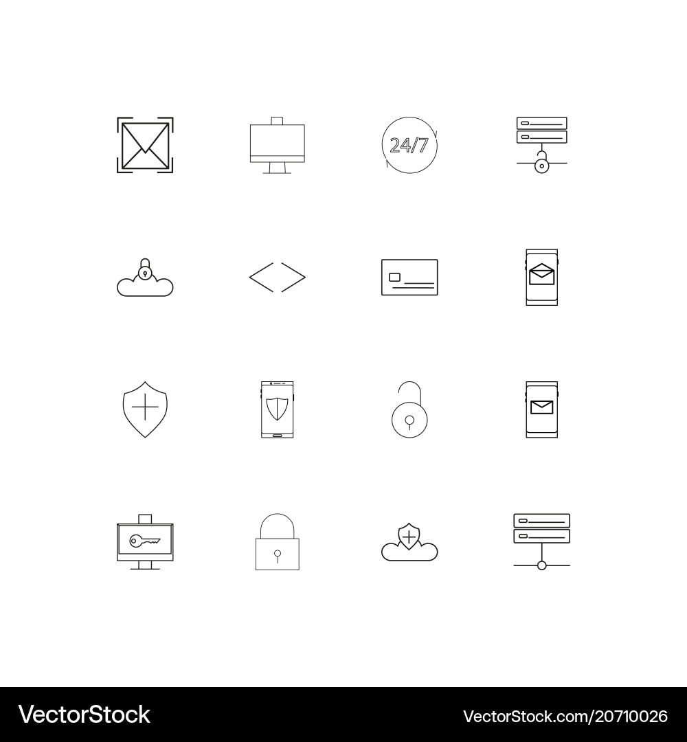 Cyber security simple linear icons set outlined vector image