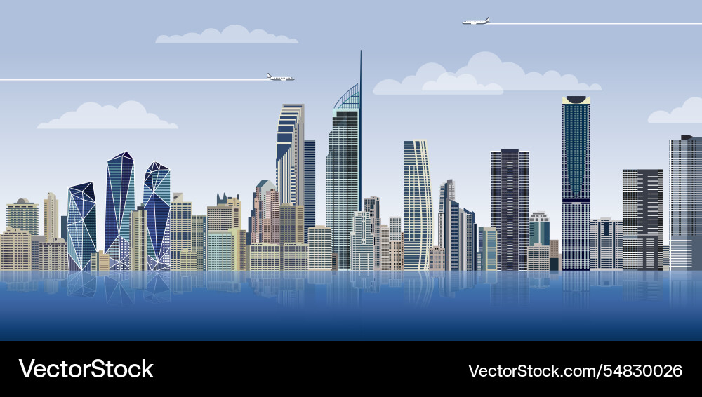 Gold coast city skyline on gradient beautiful day Gold coast city skyline on gradient beautiful day vector image