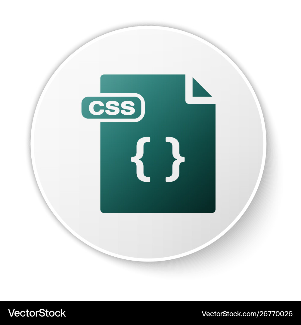 Green css file document download button icon Green css file document download button icon vector image