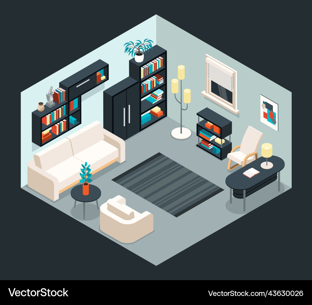 Home isometric interior composition