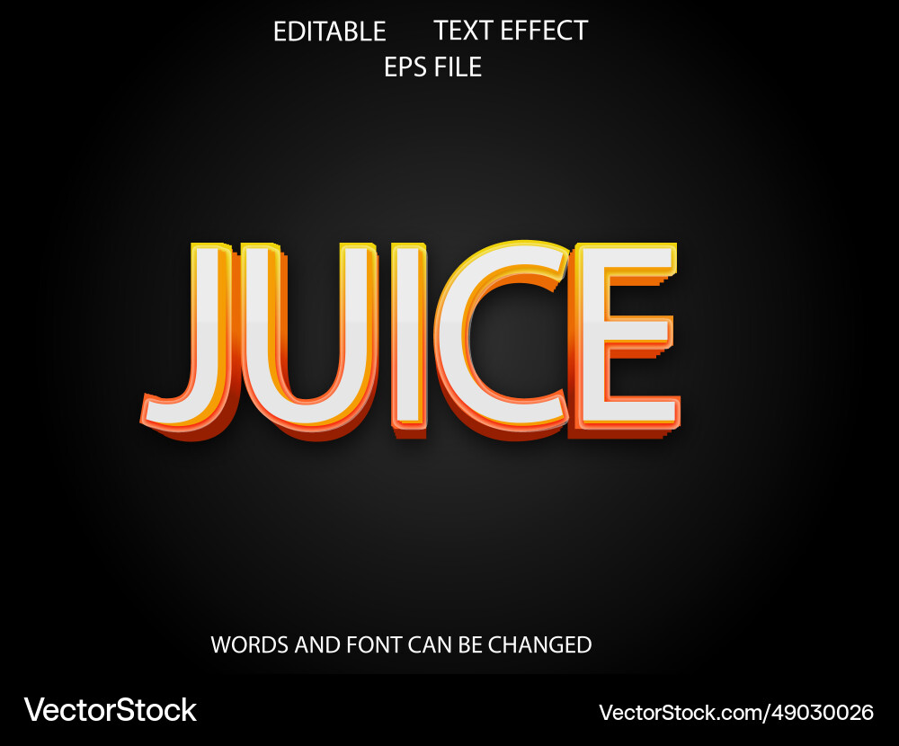Juice text effect font editable typography 3d vector image