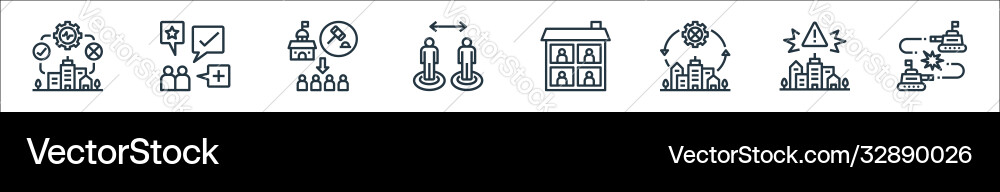 Lockdown line icons linear set quality Lockdown line icons linear set quality vector image