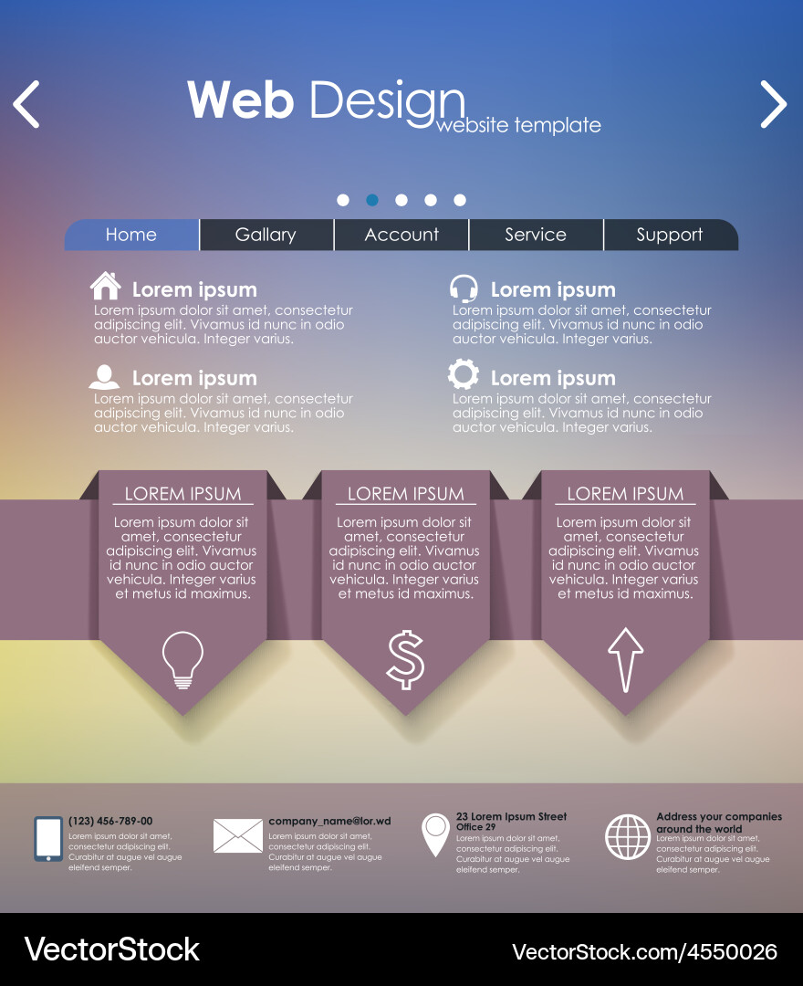 Menu design for web site vector image