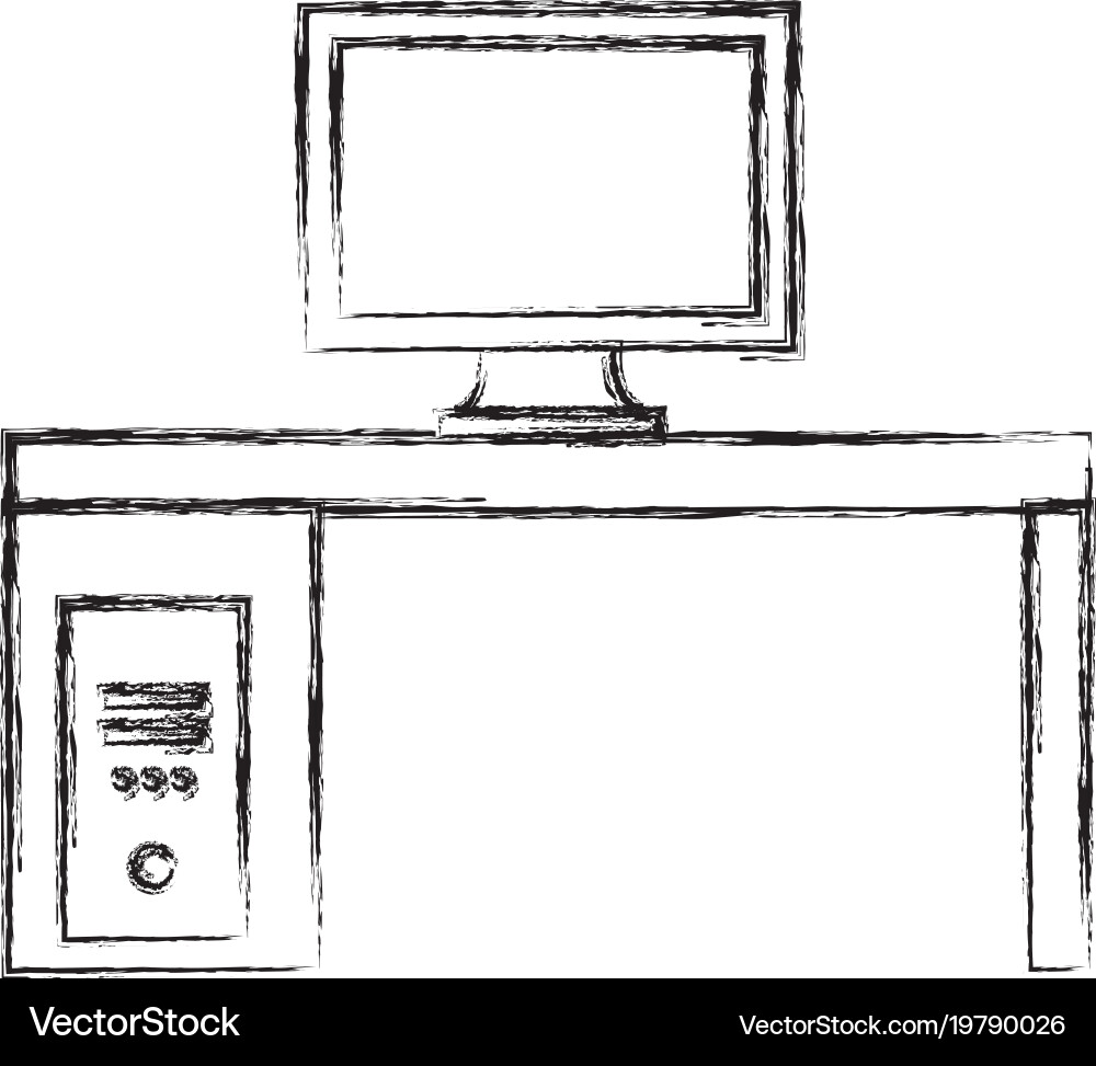 Monitor computer in desk vector image