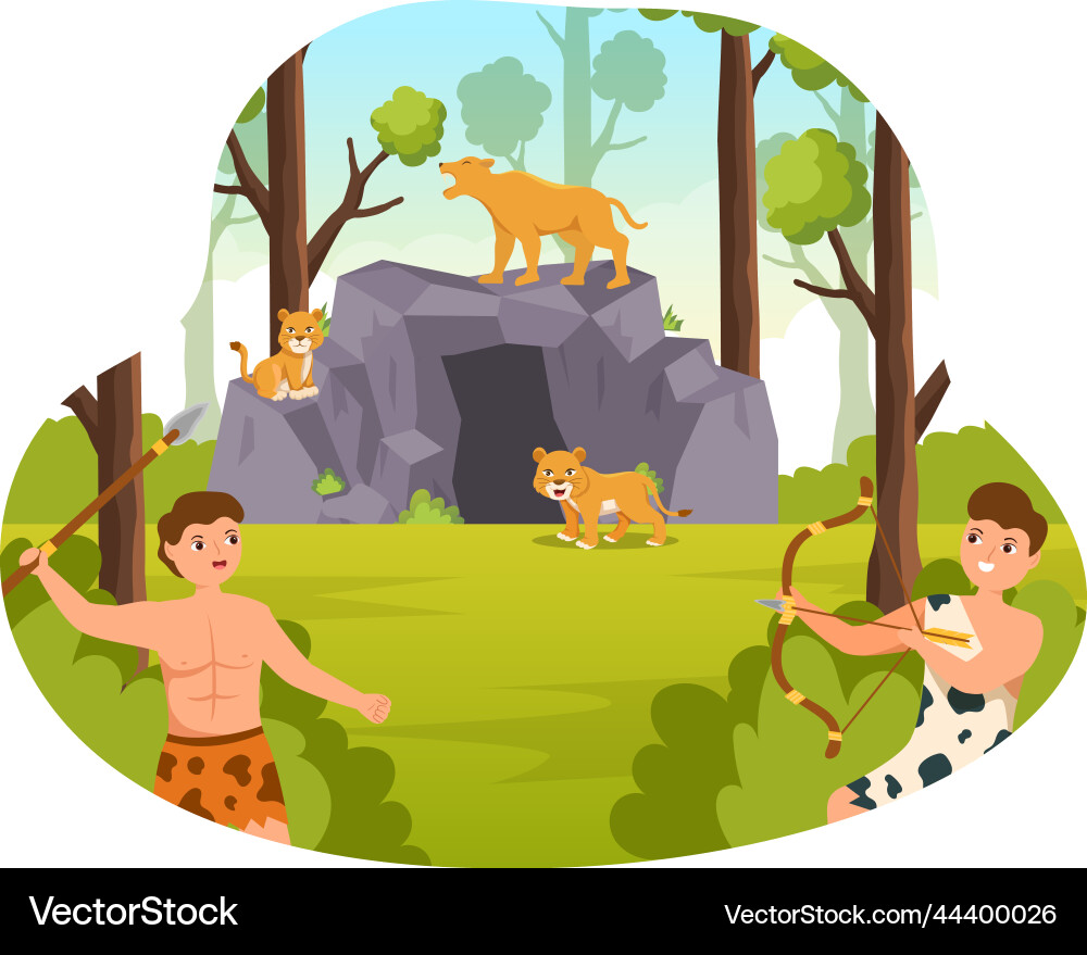 Prehistoric stone age tribes hunting large Prehistoric stone age tribes hunting large vector image
